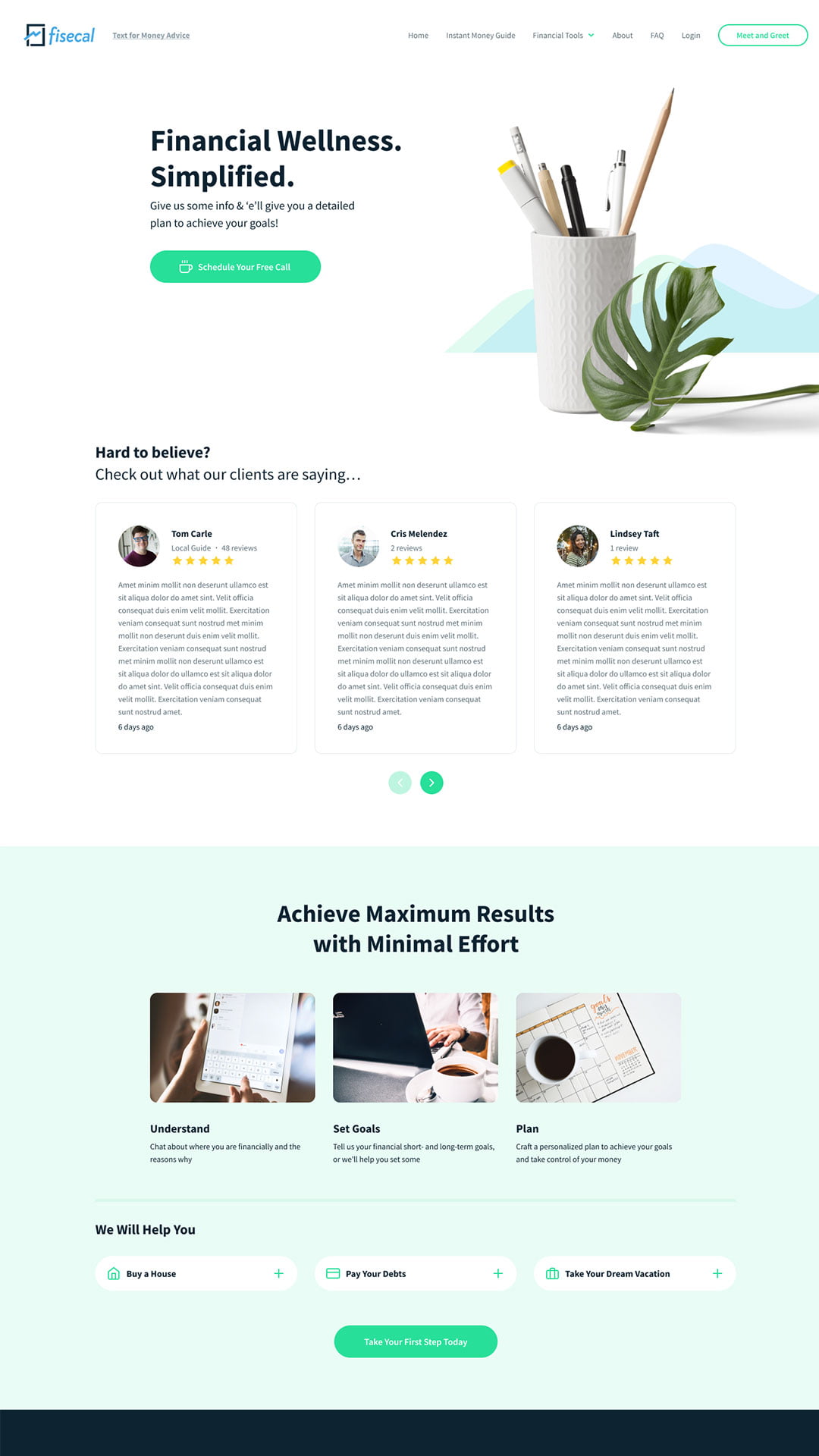 Fisecal Landing Page Design Project