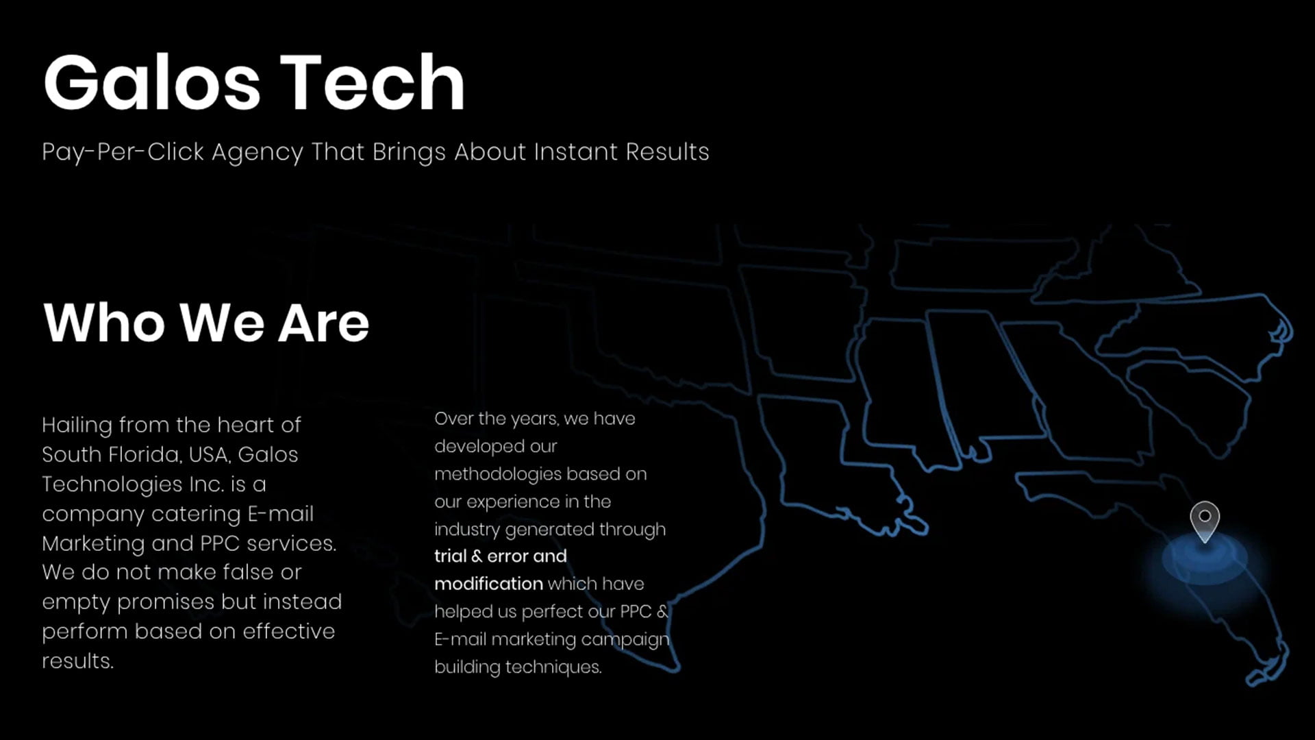 Galos Tech PPC Agency Website About Us Page