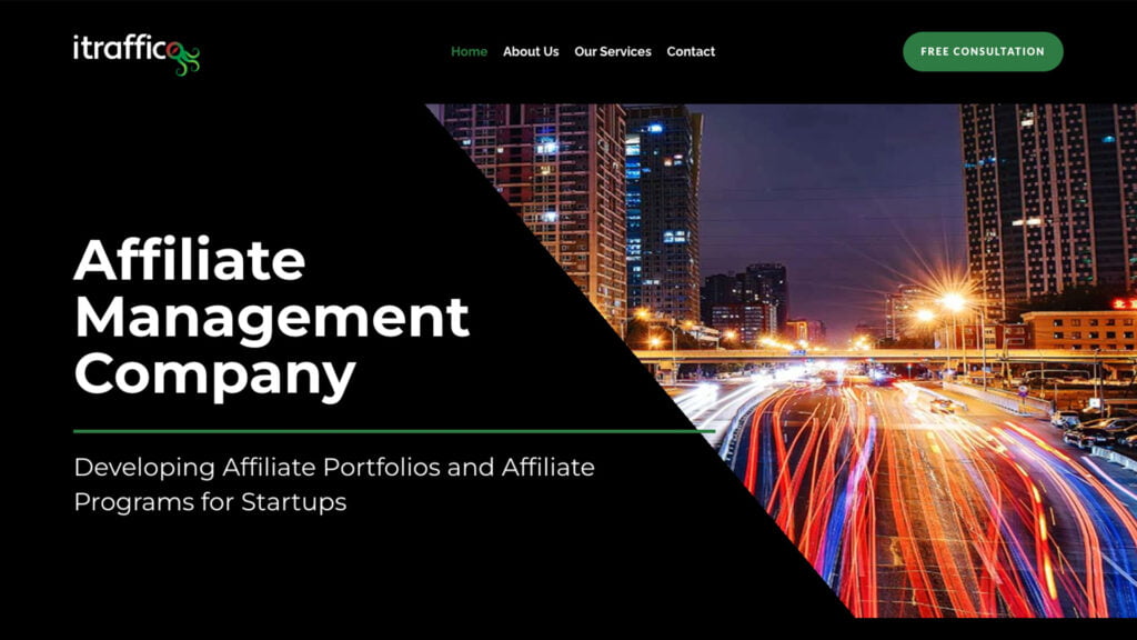 iTraffico Affiliate Management Company Web Design Above the Fold